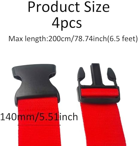 4 Pack Red Luggage Straps, Adjustable Travel Belt - Image 2