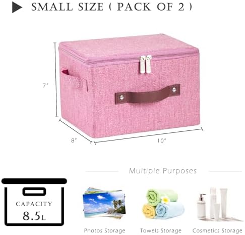 2PCS Storage Bins with Zipper Lids Decorative Lidded Basket Box - Image 3