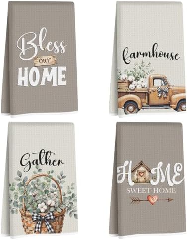 Lovdazzles 4 Pcs Pastoral Eucalyptus Kitchen Towels Tea Towel by Lovdazzles