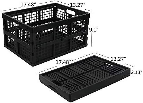 Saedy Black Stacking Milk Crates, 34-Quart Collapsible Container Bin 2 Pack - Image 2