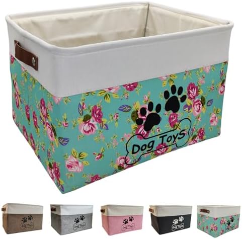Collapsible Dog Toy Basket Foldable Dog Toy Box Bin by CpakOwlgoo