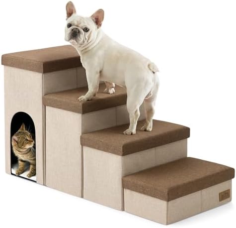 COZY KISS Dog Stairs with Storage, 22.6" H Dog Steps with Condo by COZYKISS