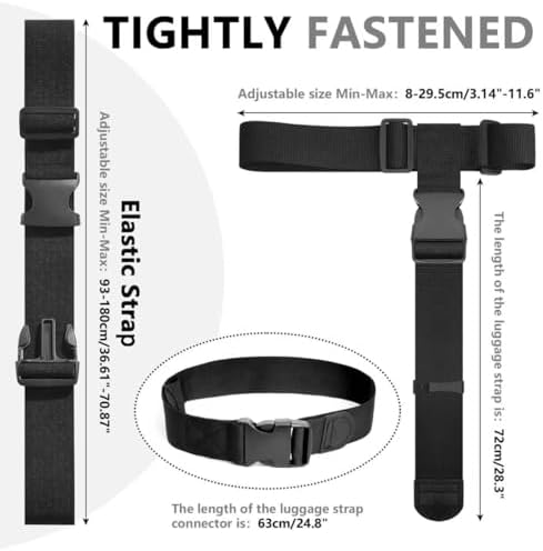 3 Packs Luggage Straps for Suitcases, 2 Connector Straps & Elastic Strap - Image 6