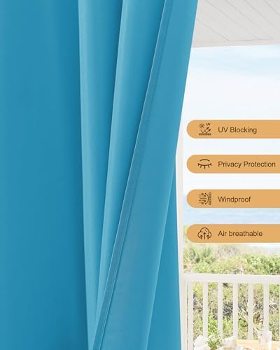 Outdoor Curtains for Patio Waterproof Rod Pocket 4 Pcs 54x95 Inch Teal - Image 4