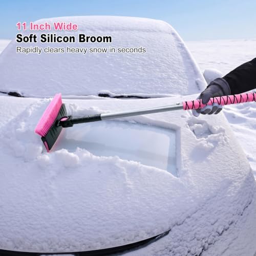 57 Inch Long Snow Brush with Broom Ice Scraper - Image 3