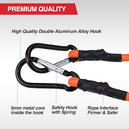 WORKPRO 24" Bungee Cords with Hooks, 4 Pack Heavy Duty Outdoor Bungee Strap - Image 6
