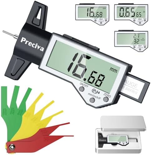 Preciva Tire Tread Depth Gauge & Brake Lining Gauge Set, Digital Tire Depth by FindtheToolsYouWant