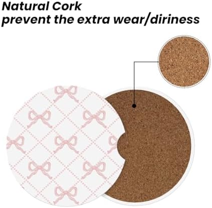 Pink Bow Car Coasters for Cup Holder Absorbent Ceramic Cup Coaster 2 Pack Anti - Image 5