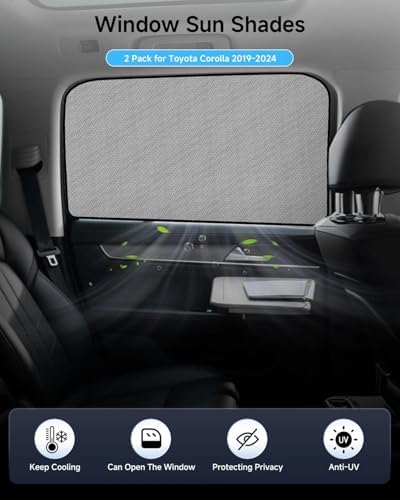 Car Window Shade for Toyota Corolla 2019-2024, 2 Pack UV & Glare Protection - Image 2