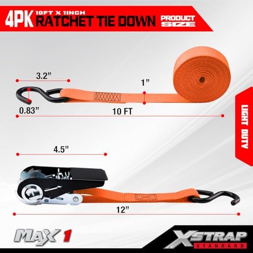 XSTRAP STANDARD 4-PK Ratchet Tie Down Straps - Image 3