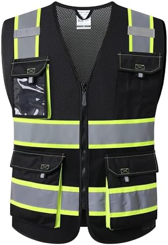 JKSafety Safety Vest for Men Women Hi Vis Reflective Vest JK220 Black 5XL by JKSafety