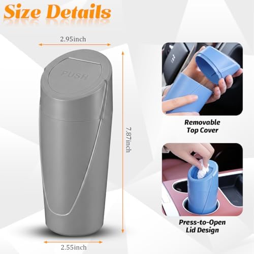 Car Trash Bin with Lid, Leak-Proof Portable Vehicle Cup Holder Garbage Can - Image 2