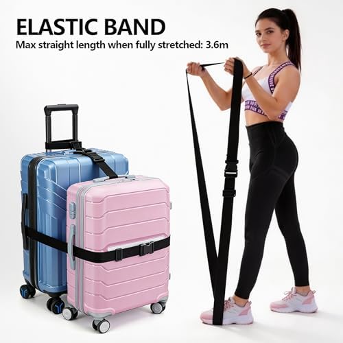 3 Packs Luggage Straps for Suitcases, 2 Connector Straps & Elastic Strap - Image 2