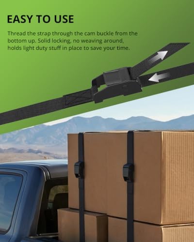 Lashing Straps with Buckles 0.75'' x 48'' Ratchet Straps Cam Buckle - Image 3