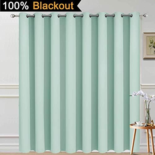 Yakamok Aqua 100% Blackout Patio Door Curtain Panels W100 x L84, 1 Panel - Image 2