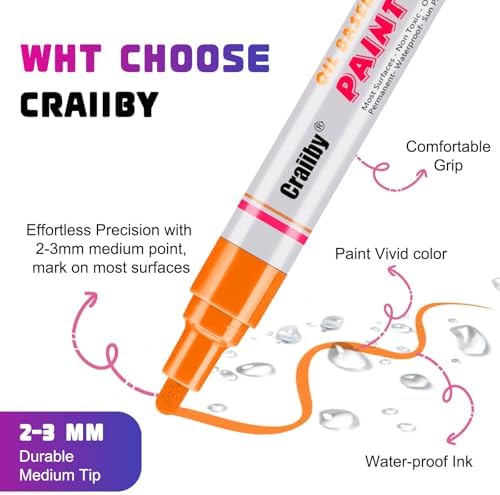5 Colors Oil-Based Paint Markers, Waterproof Quick Dry Permanent Paint Pen - Image 3