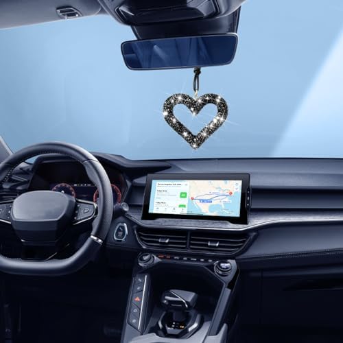 Mandark Crystal Rhinestone Heart Rearview Mirror Pendant - Image 4