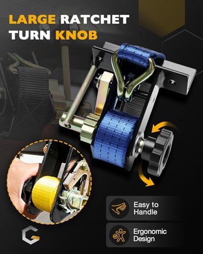 Ladder Rack Ratchet Straps, Truck Rack Straps, 1.4" Black Square Tube Mount - Image 5