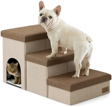 COZY KISS Dog Stairs with Storage, 17.7" H Dog Steps with Condo by COZYKISS