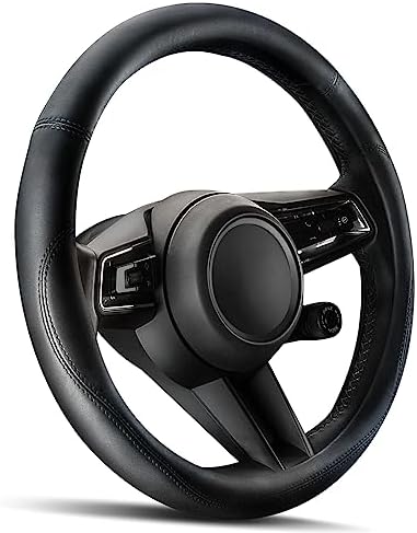 HOTOR Car Leather Steering Wheel Cover Universal 15.5"-16" by HOTOR