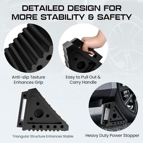 Taifa Rubber Wheel Chocks for Travel Trailers, Heavy Duty RV Wheel Stoppers - Image 3