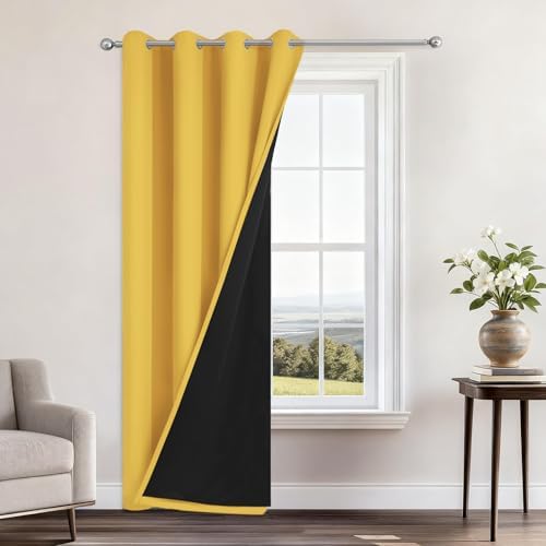 Yakamok Mustard Yellow Blackout Curtains 84 Inches Long 52" Wide 1 Panel by Yakamok