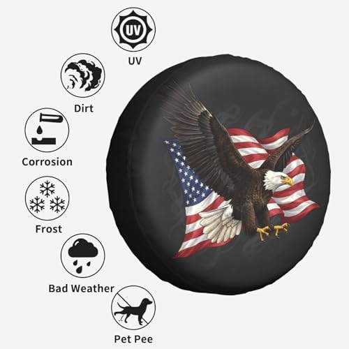 American Flag Eagle Spare Tire Cover SUV Trailer Truck RV 14 Inch - Image 6