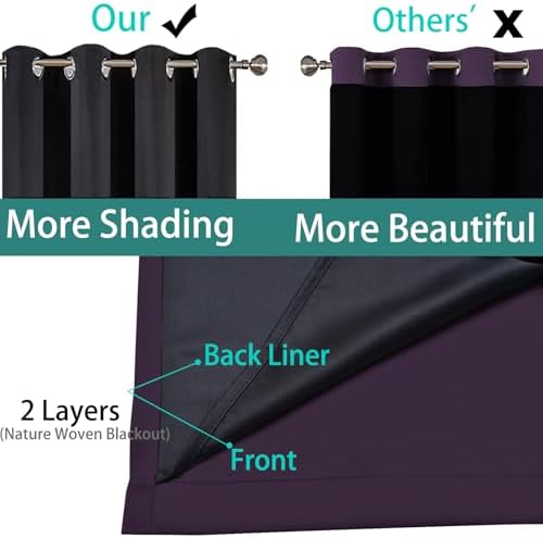 Yakamok Purple 100% Blackout Curtains 96 Inches Long - Image 5