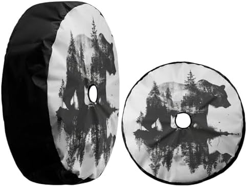 Delerain Spare Tire Cover with Backup Camera Hole Bear and Tree Wheel Covers - Image 3