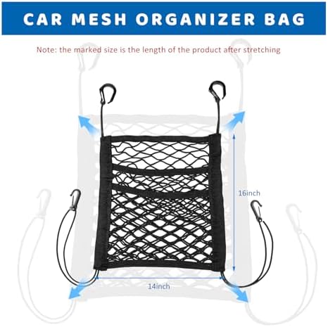 3-Layer Car Mesh Organizer, Stretchable Storage Netting Pouch Seat Back Cargo - Image 2