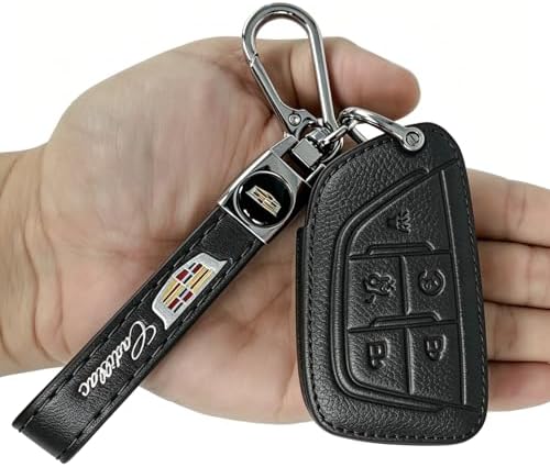 Leather Key Fob Cover for Cadillac, 5 Button Protector Case Compatible - Image 4