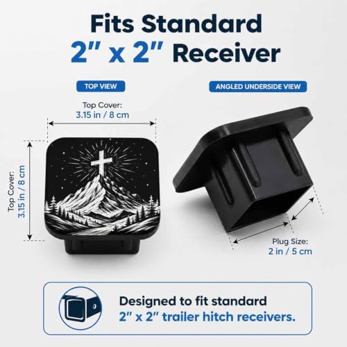 Hitch Cover Receiver Tube Hitch Plug Christian Cross, Tool-Free Install Tow - Image 2