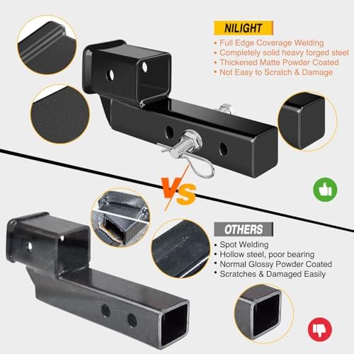 Nilight Trailer Hitch Extension 2 Inch Rise or Drop Extend 5" 7" 9" Length - Image 4