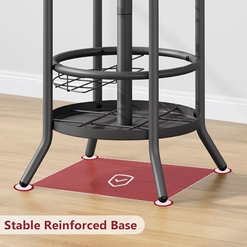 Tajsoon Coat Tree with Umbrella Stand, Coat Rack With 16 Hooks - Image 6