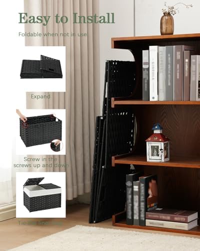 SETVSON Storage Basket with Lid, 2-Lid PE Rattan Storage Bin - Image 4