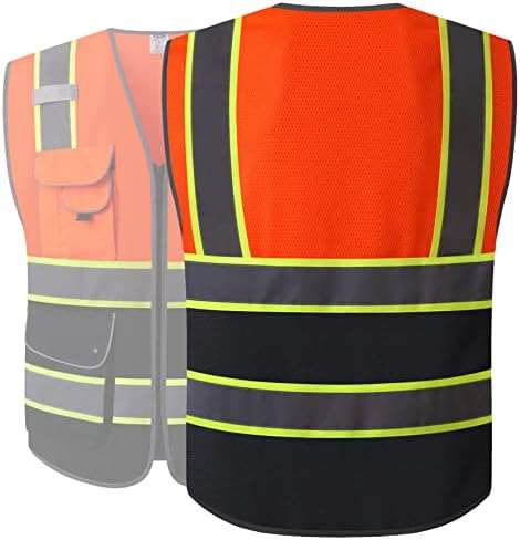 JKSafety Safety Vest for Men Women Reflective Hi Vis JK100 OBlack 5XL - Image 5