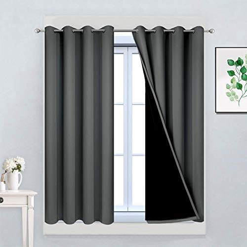 Yakamok Dark Grey 100% Blackout Curtains 45 Inches Long 52" Wide 2 Panels by Yakamok