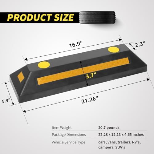 MaxxHaul 50135 2-Pack Commercial Grade Rubber Curb Parking Blocks - Image 2