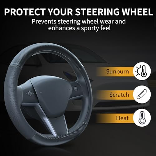 Uxcer Carbon Fiber Leather Steering Wheel Cover - Image 6