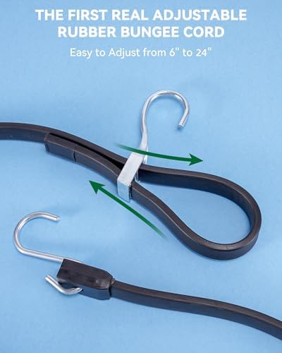 Lucky Straps 24 Inch Adjustable Rubber Bungee Cords, 8 Pack - Image 2