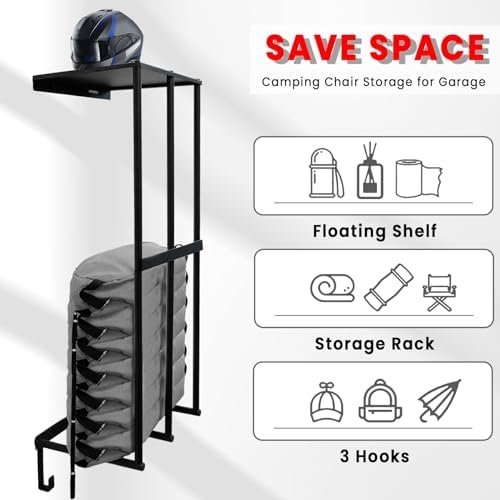 Camping Chair Storage Wall Mount Metal Rack - Image 4