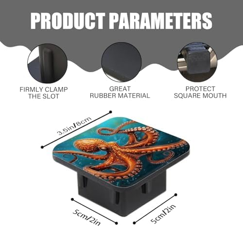 Hitch Cover Fits for 2-Inch Hitch, Majestic Octopus Gracefully Swimming in The - Image 3