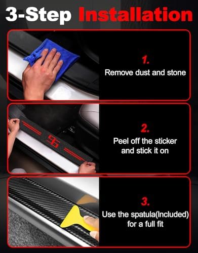 Door Sill Protectors for Chevy Camaro SS, Carbon Fiber Leather Front/Rear Door - Image 4