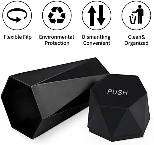 JUSTTOP Car Trash Can with Lid, Diamond Design Small Automatic Portable Trash - Image 2