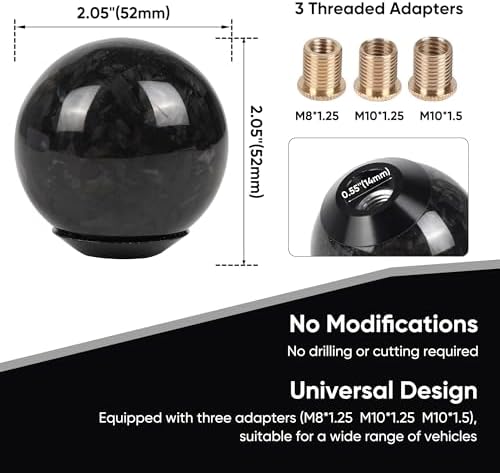 Carbon Fiber Shift Knob Forged Marble Pattern Spherical Unique Designed - Image 2