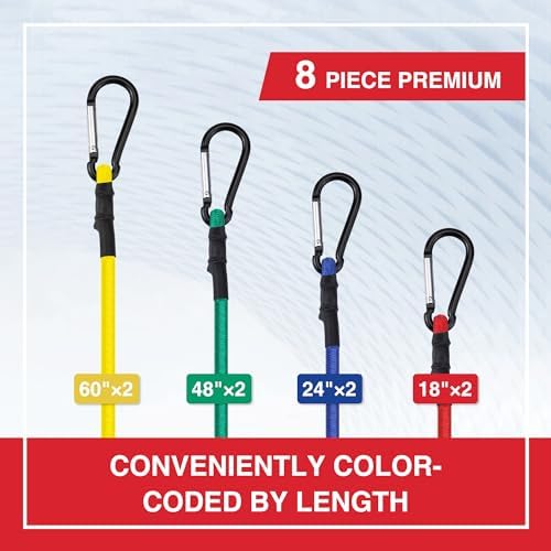 WORKPRO Bungee Cords with Hooks, 8-Piece Heavy Duty Outdoor Bungee Strap - Image 3