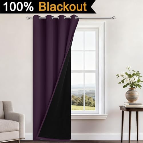 Yakamok Purple 100% Blackout Curtains 84 Inches Long - Image 2