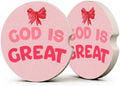 Red Bow Christian Faith Car Coasters, God is Great Preppy Cup Holders by Unknown