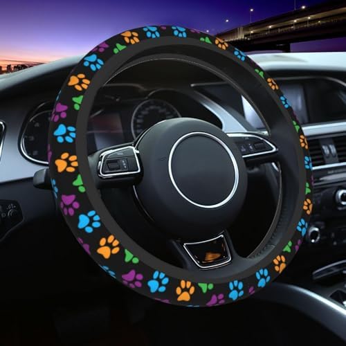 Paw Print Steering Wheel Cover Anti-Slip and Practical 14.5-15 Inch Universal - Image 5