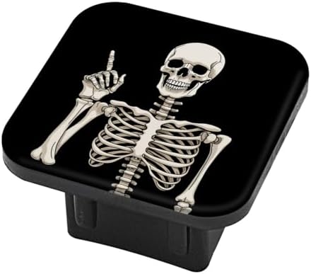 Trailer Hitch Cover, Skeleton Holding Up Finger On The Black Background Hitch - Image 2